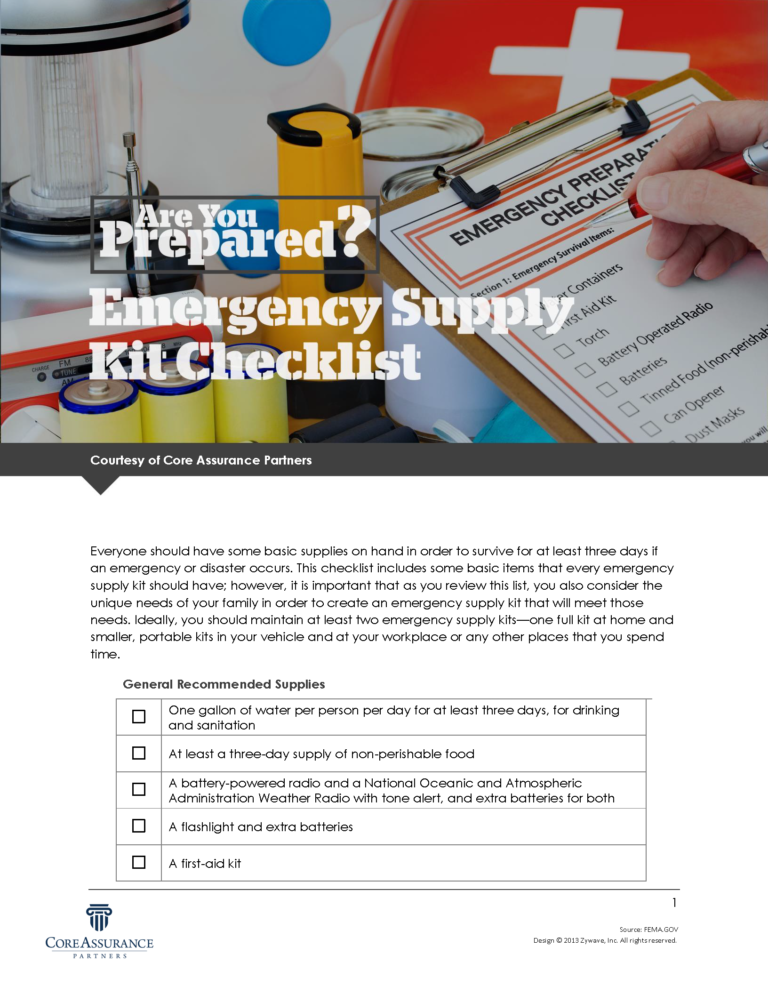 Emergency Supply Checklist